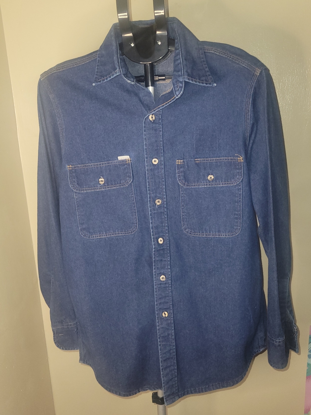 🔥Vintage Carhartt Denim Work Shirt Mens M USA Made Union ACTWU.